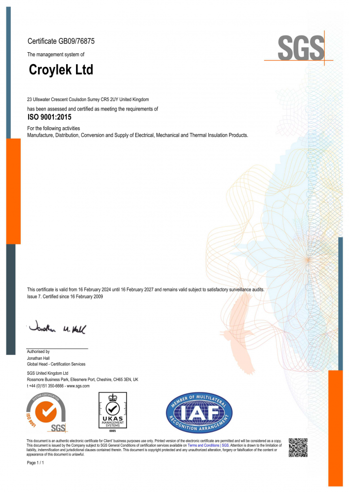 Croylek ISO Certificate